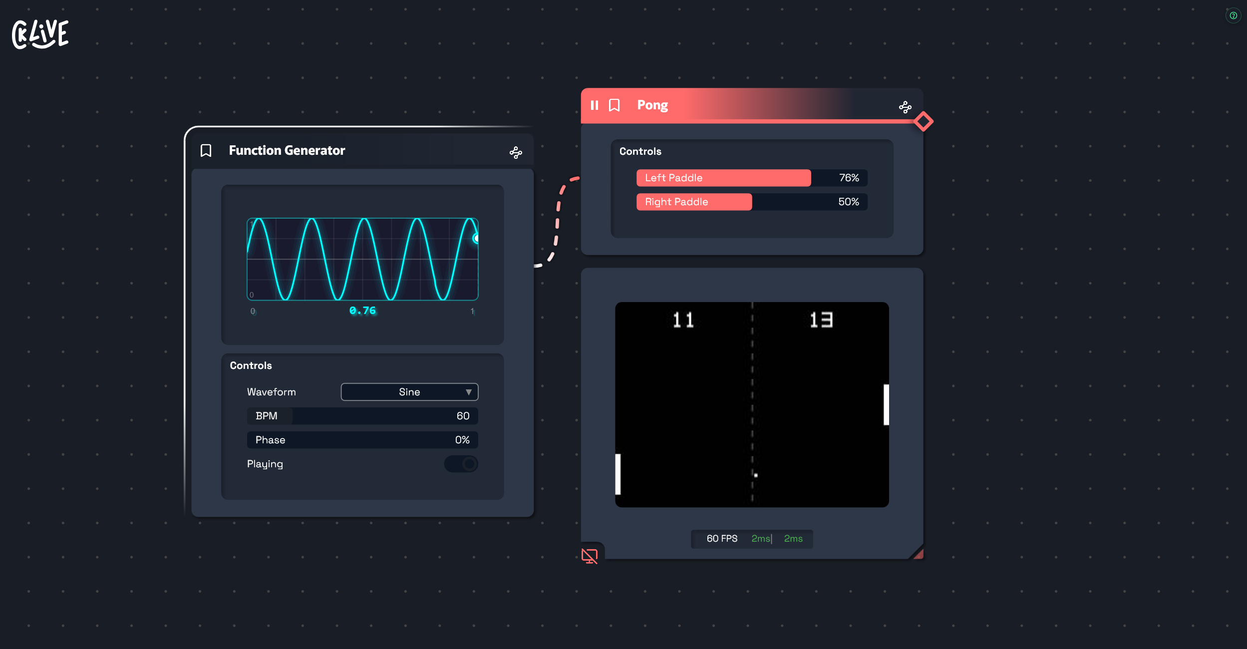 Pong generator avec Function Generator